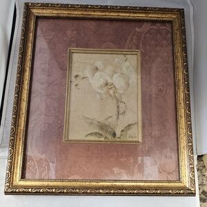 Cheri Blum  Floral White Orchid Framed  Art Print 16” X 14”  SIGNED